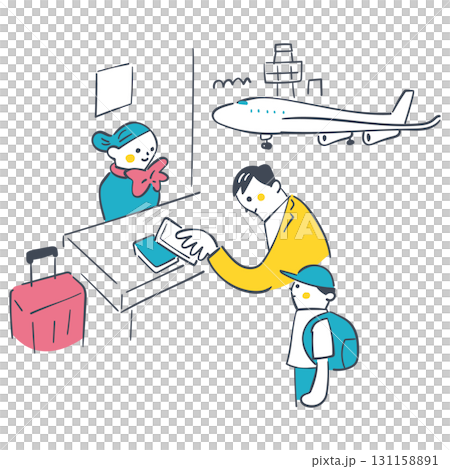 旅行とお金の関係を学ぶイラスト　金融教育・社会科教材向け素材 131158891
