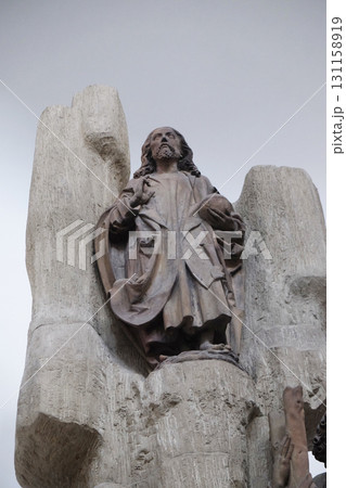 Christ the Saviour statue on the Altar of the Apostles in Wurzburg Cathedral dedicated to Saint Kilian, Bavaria, Germany 131158919