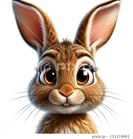Cartoon rabbit character an animal on a white background. Generative AI 131159661