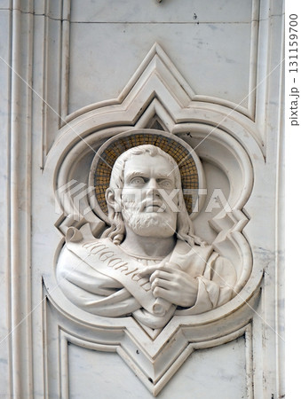 Ezekiel, relief on the facade of Basilica of Santa Croce (Basilica of the Holy Cross) - famous Franciscan church in Florence, Italy 131159700