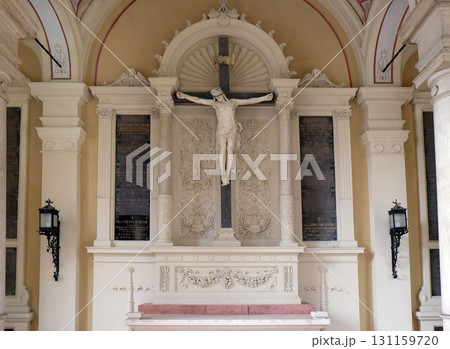 Catholic graves tombstones, Mirogoj cemetery in Zagreb, Croatia Catholic graves tombstones, Mirogoj cemetery in Zagreb, Croatia 131159720