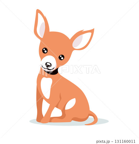 Cute chihuahua sitting adorably on white background 131160011