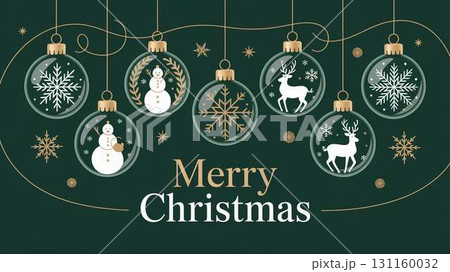 雪の結晶とスノーマンが描かれたクリスマスオーナメントのイラスト 雪の結晶とスノーマンが描かれたクリスマスオーナメントのイラスト 131160032