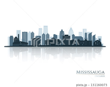 Mississauga skyline silhouette with reflection.  131160073