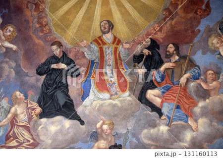 Saints, fresco in the Franciscan Church of the Annunciation in Ljubljana, Slovenia 131160113