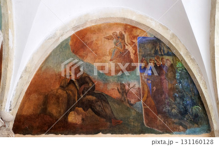The frescoes with scenes from the life of St. Francis of Assisi, cloister of the Franciscan monastery of the Friars Minor in Dubrovnik, Croatia 131160128