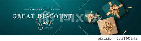 Elegant design featuring gift boxes and beautiful typography hig 131160145