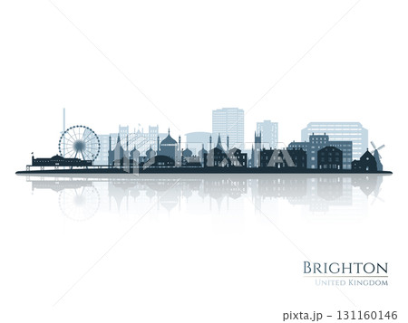 Brighton skyline silhouette with reflection. Brighton skyline silhouette with reflection. 131160146