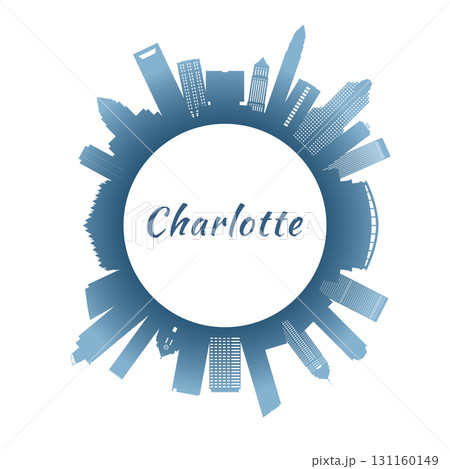 Charlotte skyline with colorful buildings.  131160149