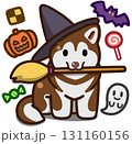 ハロウィン仮装のレッドアンドホワイトのアラスカンマラミュート 131160156