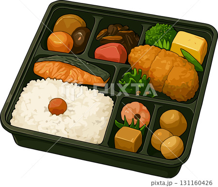 具だくさんの幕の内弁当のイラスト 131160426