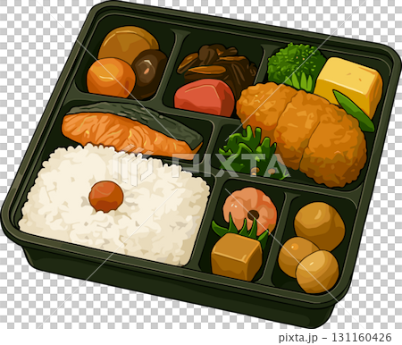 具だくさんの幕の内弁当のイラスト 131160426
