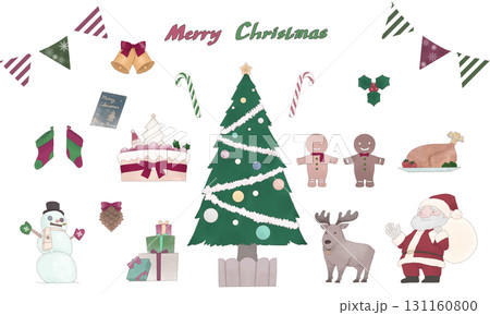 シックなクリスマス素材セットイラスト 131160800
