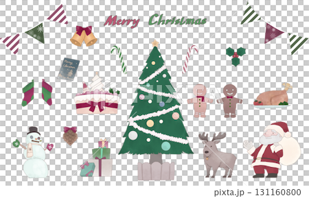 シックなクリスマス素材セットイラスト 131160800