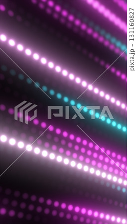 Abstract diagonal lines of glowing pink, white, and cyan dots on a dark background creating a digital light array Abstract diagonal lines of glowing pink, white, and cyan dots on a dark background creating a digital light array 131160827