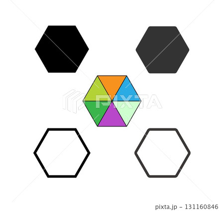 Geometric Hexagon Shape Outline and Filled. Six Sided Polygon Icon. 131160846