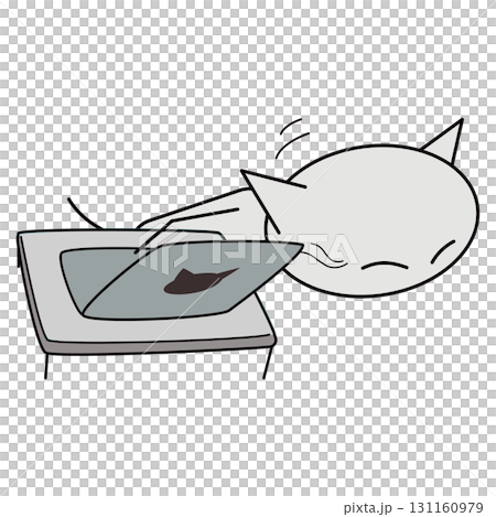 PCに顔をこすりつける猫 131160979