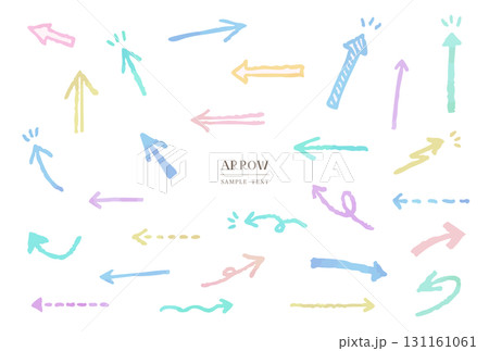 水彩風　手書きの矢印のイラスト素材セット 131161061