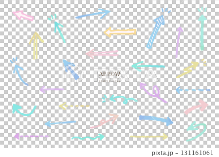 水彩風　手書きの矢印のイラスト素材セット 131161061