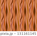Hand drawn organic shape wavy lines seamless pattern design in warm earth tones 131161145