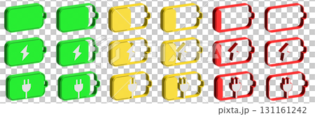 3D Battery, Charging, Outlet Simple Icon Illustration Color 131161242