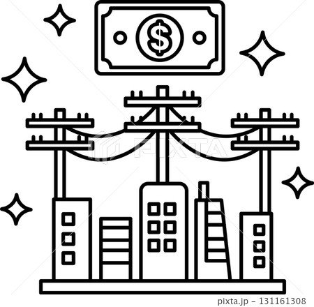 A city skyline with a dollar bill on top A city skyline with a dollar bill on top 131161308