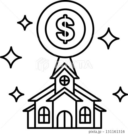 A house with a dollar sign on top of it 131161316