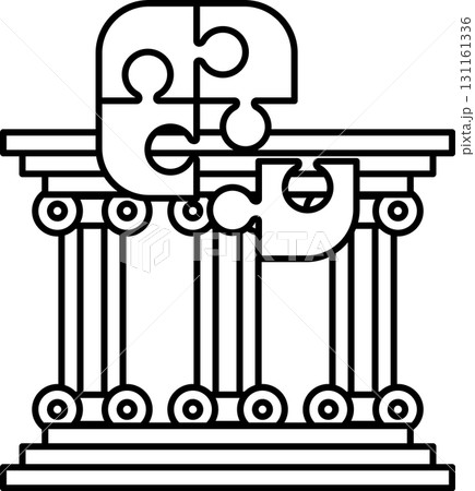 A puzzle piece is shown on a pillar 131161336