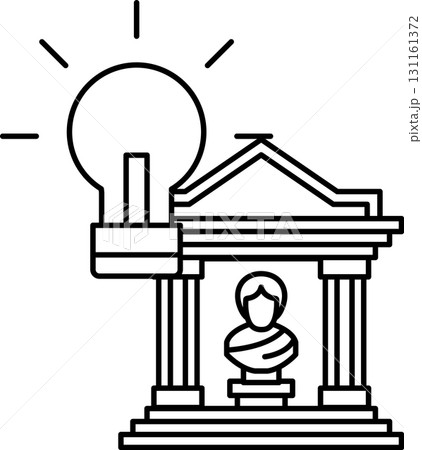 A building with a statue of a man in front of it 131161372