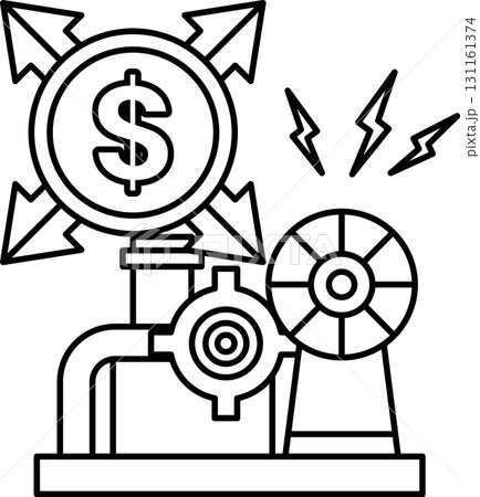 A black and white drawing of a dollar sign with a dollar bill A black and white drawing of a dollar sign with a dollar bill 131161374
