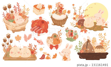秋の動物たちのかわいいイラストセット 131161491