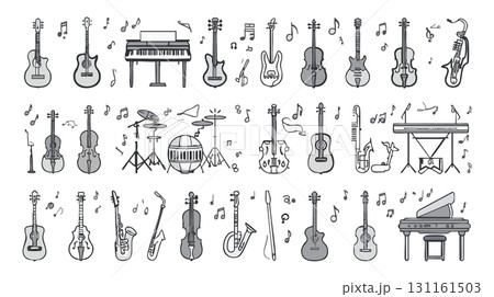 楽器のイラストを使った背景素材 131161503