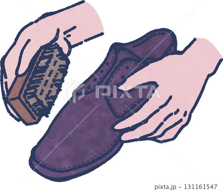 革靴をブラッシングしているイラスト 131161547