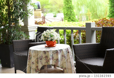 A vintage style balcony with natural background. A vintage style balcony with natural background. 131161593