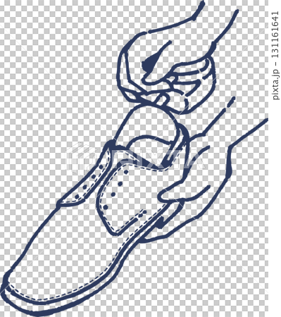 革靴にシューキーパーを入れる線画のイラスト 革靴にシューキーパーを入れる線画のイラスト 131161641