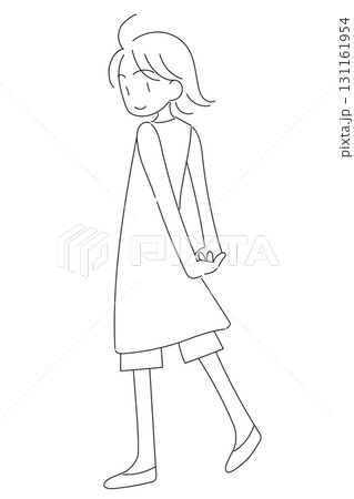 笑顔で振り返る女の子のイラスト 131161954