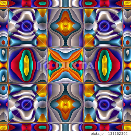 Stylized Ceramic Tile. Multicolor mosaic ornament. Excellent Modern Pattern. Ceramic tableware, wooden puzzle. Ethnic background. Stained-glass window style. Wallpaper from color ornaments and border. Stylized Ceramic Tile. Multicolor mosaic ornament. Excellent Modern Pattern. Ceramic tableware, wooden puzzle. Ethnic background. Stained-glass window style. Wallpaper from color ornaments and border. 131162392