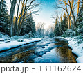 View of small river in the forest in the winter season. 131162624