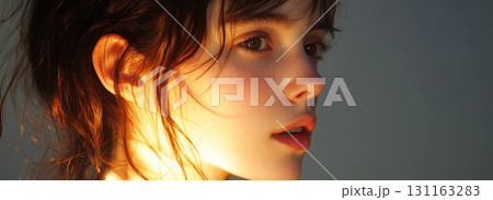 cinematic portrait of young woman with glowing light cinematic portrait of young woman with glowing light 131163283