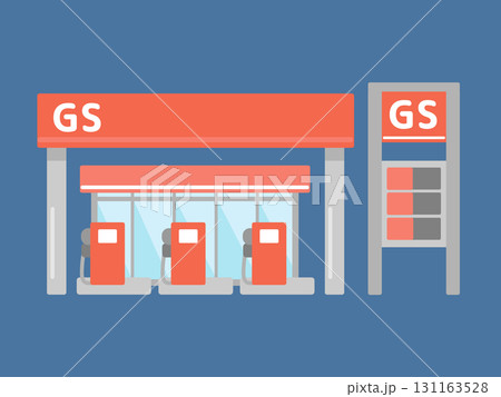ガソリンスタンド 建物 イラスト 131163528