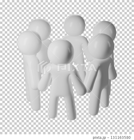 White 3d stick figures Faceless icon user standing a huddle, symbolizing teamwork, community, and background transparent social on connection White 3d stick figures Faceless icon user standing a huddle, symbolizing teamwork, community, and background transparent social on connection 131163580