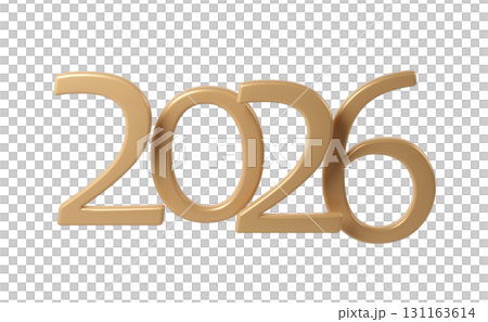 2026 3D numbers Happy New Year. christmas celebration gold background transparent design Holiday 131163614