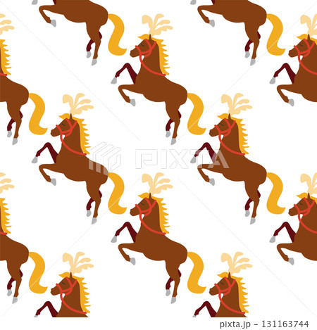 Seamless pattern with CIRCUS theme. Clowns, strongmen, lions, magic hat, hare in hat, holiday balloons tents. Circus characters. Cartoon flat style Seamless pattern with CIRCUS theme. Clowns, strongmen, lions, magic hat, hare in hat, holiday balloons tents. Circus characters. Cartoon flat style 131163744