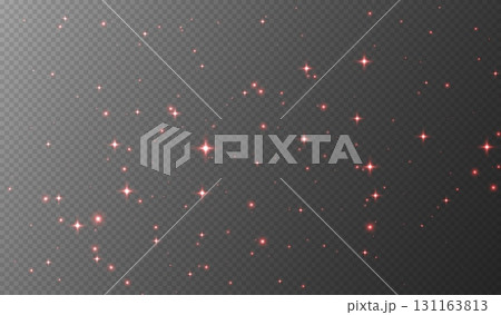 Red sparkling stars, shiny particles light effect, transparent flying stardust texture Red sparkling stars, shiny particles light effect, transparent flying stardust texture 131163813