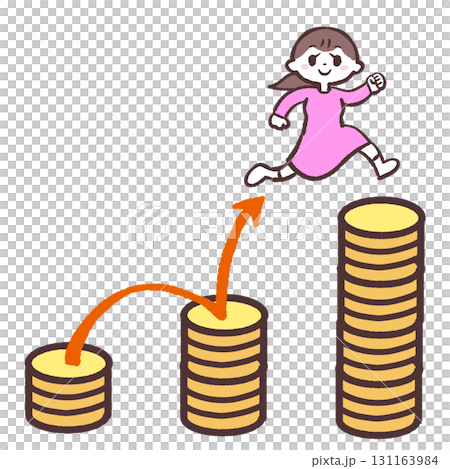 お金を増やす女性のイラスト お金を増やす女性のイラスト 131163984