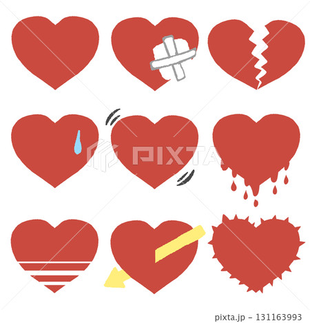いろいろな赤いハートのアイコンセット 131163993