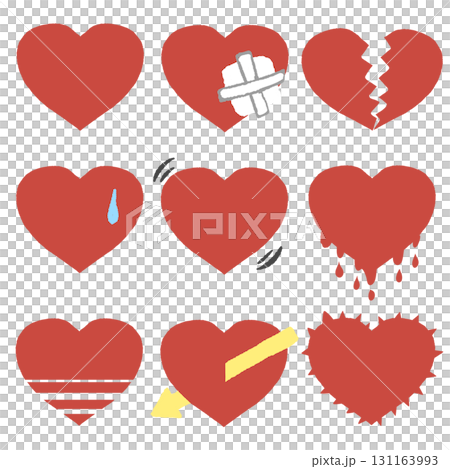 いろいろな赤いハートのアイコンセット 131163993