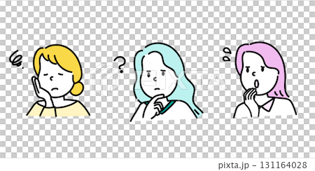 Illustration set of a worried woman Illustration set of a worried woman 131164028