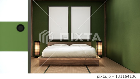 green design on bed room japanese deisgn with tatami mat floor. 3D rendering 131164136