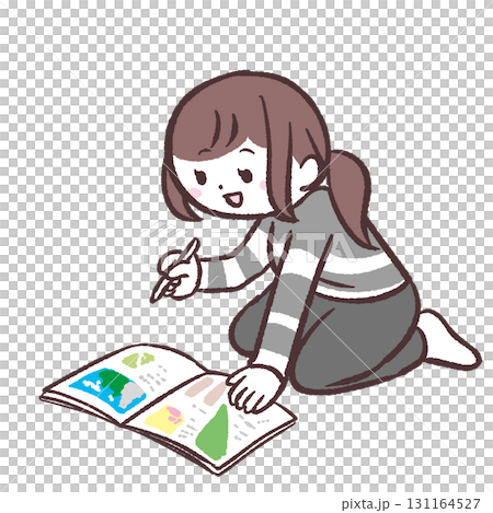 一位女士在書中寫作的插圖 131164527